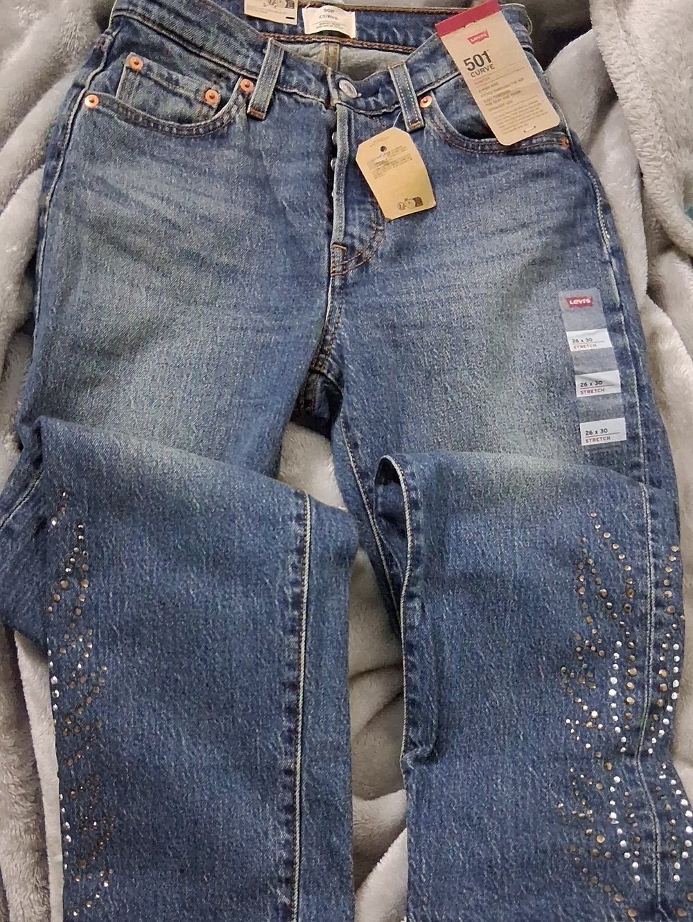 Levi's Blue Boot-Cut Jeans with Leg Stud Accents